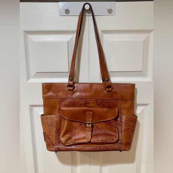 Patricia Nash Leather Bolsena Riot Rust Signature Map Purse GUC. slight wear. - Picture 1 of 15
